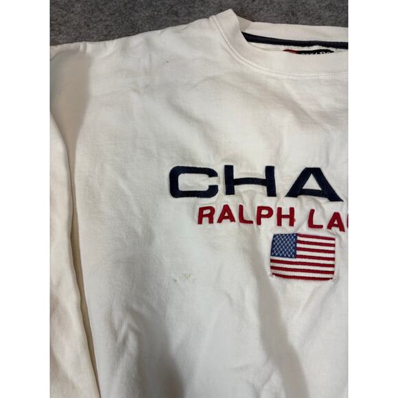 VINTAGE Chaps Ralph Lauren Sweatshirt Mens XL White Pullover Embroidered USA Y2K - Picture 5 of 8